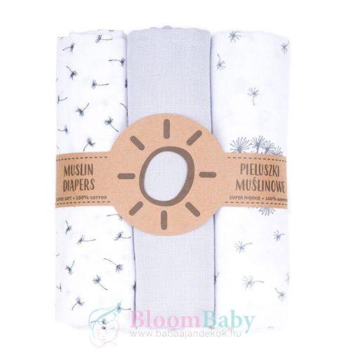  Dreamy muszlin textil pelenkacsomag - Pihék szürkével