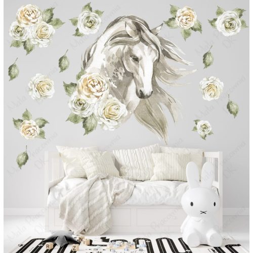 Falmatrica - Ló virágokkal akvarell