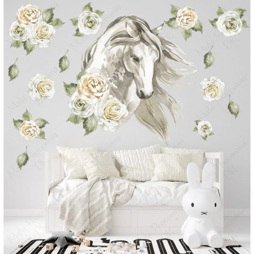 Falmatrica - Pasztell akvarell ló virágokkal