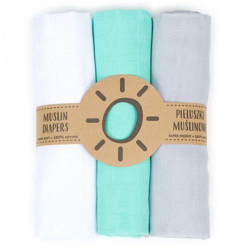  Dreamy muszlin textil pelenkacsomag - Fehér menta szürke variáció