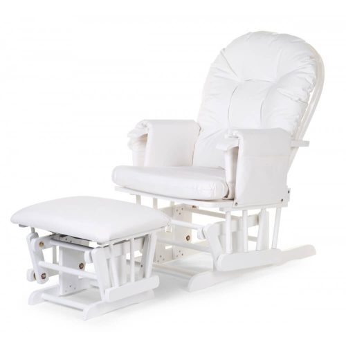 Exclusive fehér szoptató fotel és hintaszék lábtartóval