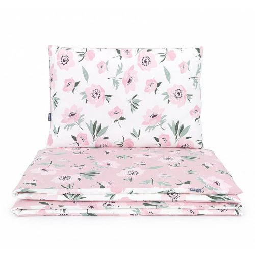Dreamy junior ágynemű huzat - Virágok ekrü rózsaszínnel