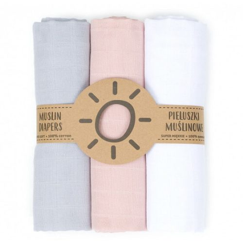  Dreamy muszlin textil pelenkacsomag - Szürke rózsaszín fehér variáció