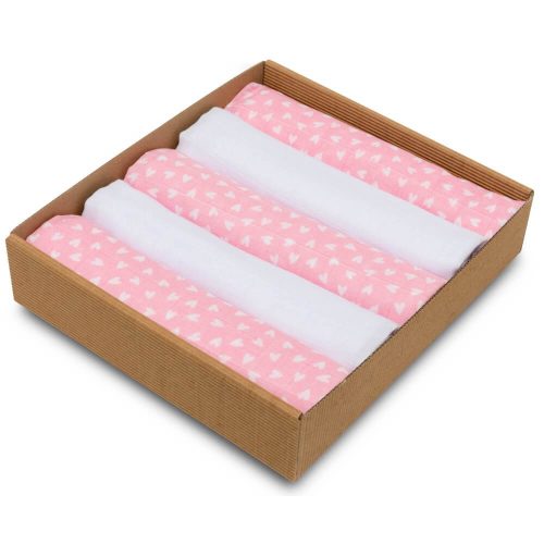  Pure 5 darabos muszlin takaró és pelenka csomag rózsaszín szívecskés