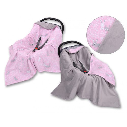 Harmony babaülés-és babakocsi takaró - Nyuszik rózsaszín