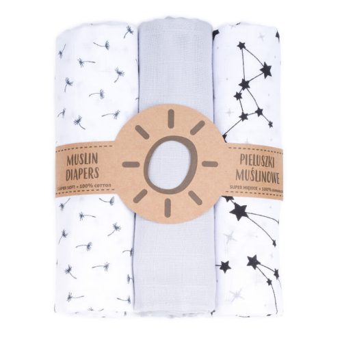  Dreamy muszlin textil pelenkacsomag - Galaxys szürkével