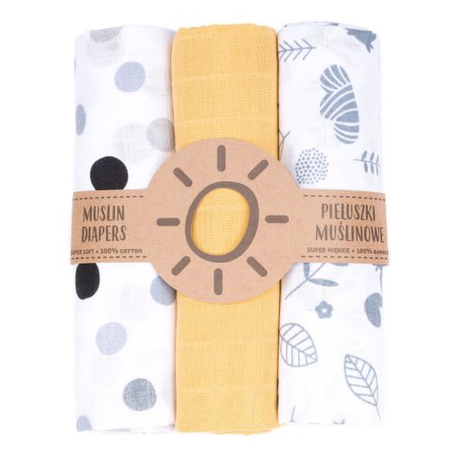  Dreamy muszlin textil pelenkacsomag - Pöttyök mustárral