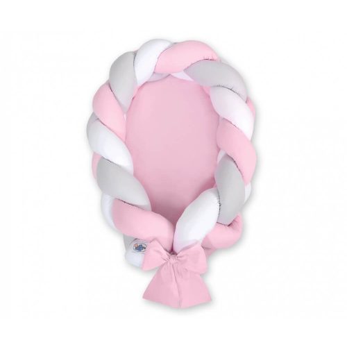 Harmony fonott babafészek - Fehér-szürke-rózsaszín